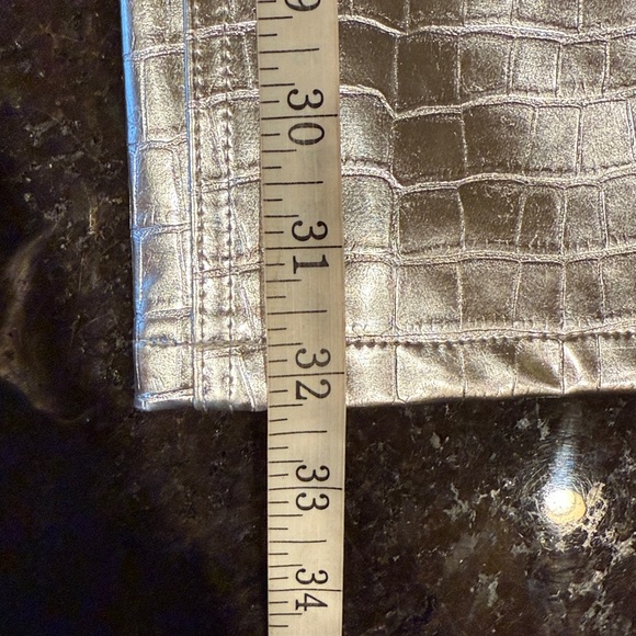 AFRM Marshall Metallic Silver High Waisted Faux Leather Pants Waist 25 - Picture 11 of 13